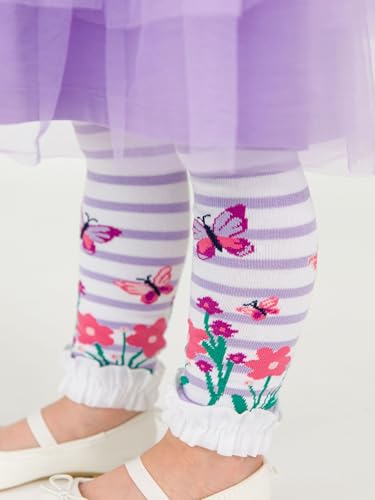 Image of RuffleButts Baby Girls Patterned Footless Ruffled Tights - Ruffle Tights | For Female Infants And Toddlers, Everyday Wear, Special Occasion Outfits, Layering Essential