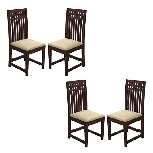 Image of Wooden DiningChairs Only | Wooden Dining Chairs | Dining Room Furniture with Cushions | Dining Chair Set of 4 | Study Chair with Cushions for Dining (Walnut Four Seats)