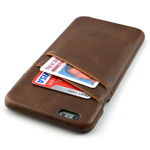 Dockem Card Case for iPhone 6S Plus - Vintage Synthetic Leather Wallet Case, Ultra Slim Professional Executive Snap On Cover with 2 Card Holder Slots, Brown