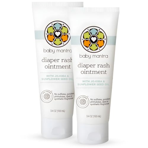 Image of Baby Mantra Diaper Rash Cream for Baby - Soothing Relief - Diaper Cream Made with Natural, Hypoallergenic Ingredients - Best Zinc Oxide Baby Ointment for Newborns, Babies, & Toddlers, 2 Pack 3.4oz