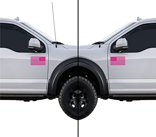 Image of American US Flag [Pick Color /Size] Vinyl Decal Sticker for Laptop /Car /Truck /Window /Bumper (3.5in Subdued Pair, Matte Hot Pink)