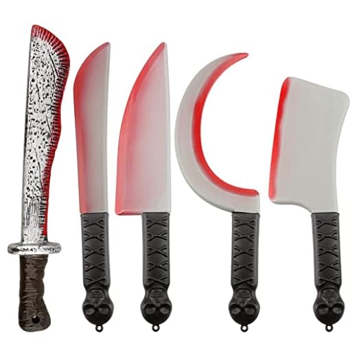 Cndiyald Plaste Machete Cutter Prop 5 Pack Halloween Simulation Accessoires de machette en Plastique, Halloween Effrayant et Accessoires de machette réaliste avec de Faux Sang