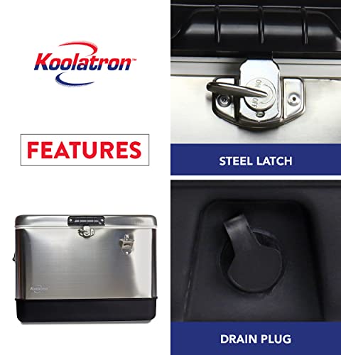 Koolatron 51L Portable Ice Box Ice Chest with Bottle Opener 85 Can Cool Box Portable Mini Camping Cooler Travel Picnics Fishing Home Campervan Grey - Image 3