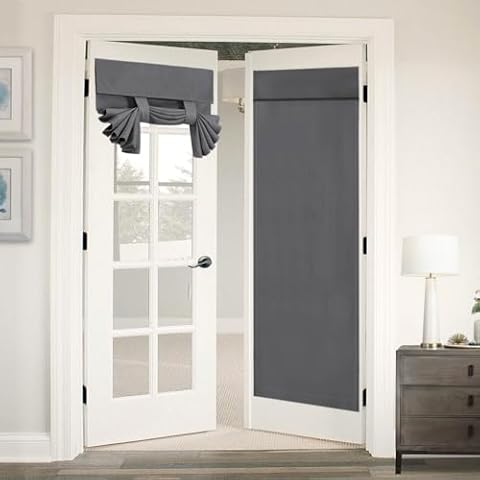 Flamingo P Thermal Insulated Door Curtain, French Door Blinds, Door Curtains for Door Window, Room Darkening Noise Reducing Single Door Panel, 26 x 68 Inches - 1 Panel, Deep Gray Cover