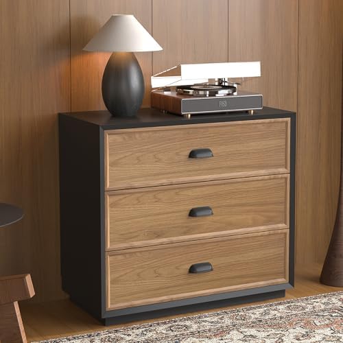 Modern Mid-Century Style 31.49” Bedside Nightstand, Wooden Three-...