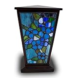 OneWorld Memorials Forget-Me-Not Stained Glass Cremation Urn - Large - Holds Up to 200 Cubic Inches...