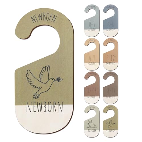 ITDYB Baby Closet Dividers for Clothes Organizer - Set of 8 Wooden Double-Sided Baby Clothes Size Dividers form Newborn to Toddler for Daily Gender-Neutral Baby Nursery Decor