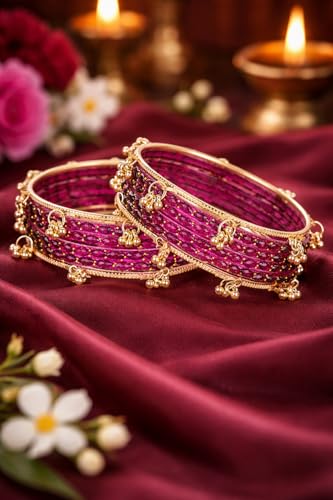 Image of Shining Diva Fashion 16 Pcs Trendy Stylish Glass & Kashmiri Ghungroo Bangles Set for Women & Girls | Traditional Festive Wedding Party Jewellery