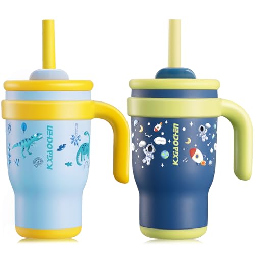 Image of 14 oz Toddler Tumbler with Handle, 2 Pack Kids Straw Cups with Sippy Lid