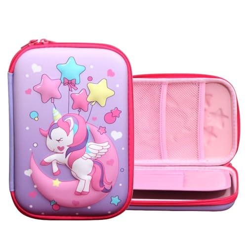 Image of KHODIYAR Enterprise Premium Eva 3D Cover Large Capacity Pencil Case Compartments, School Pouch Stylish Pen Holder (Pink Unicorn)