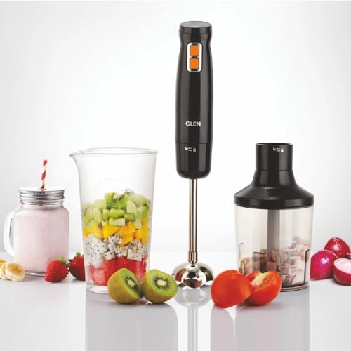 Image of Glen Electric Turbo Hand Blender with Chopper | Powerful DC Motor | Detachable Stainless Steel Blending Arm | Turbo Function |Ideal for Soups, Purees & Chopping SA4063HBCH