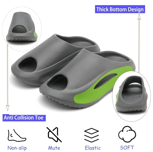 Slide Sandals Men Women Platform Comfortable Slippers Non-Slip Lightweight Shower Shoes,Grey 10.5-11 Women/9.5-10 Men4
