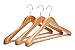 JS HANGER Coat Hangers Extra Wide Rounded Shoulder with No-slip Bar, Natural Finish, 3 Pack