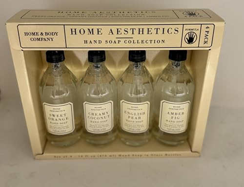 Home and Body Company |Home Aesthetics | Hand Wash Ultra Moisturizing Formula in Glass Bottles | SET OF 4 | Sweet Orange, Creamy Coconut, English Pear, Amber Fig image 5
