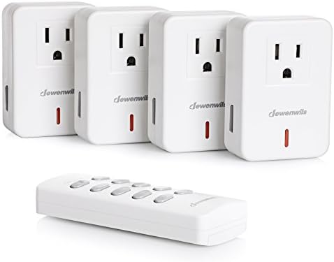 DEWENWILS Remote Control Outlet Plug Wireless On Off Power Switch, Programmable Remote Light Switch Kit, 100ft RF Range, Compact Design, ETL Listed, White (1 Remote + 4 Outlets Set)