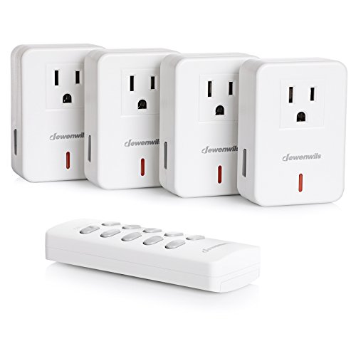DEWENWILS Indoor Remote Control Outlet, Expandable Remote Light Switch Kit, Wireless On Off Power Switch, 100ft RF Range, Compact Design, White 1 Remote + 1 Outlet