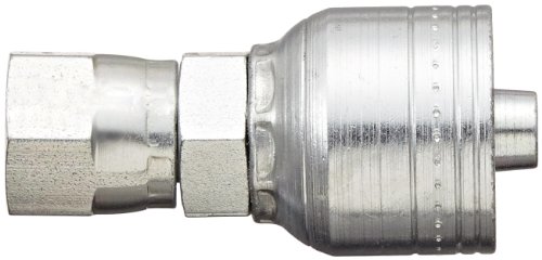 Image of Aeroquip 1AA6FJ6 Carbon Steel Global TTC (Thru the Cover) Crimp Hose Fitting Female JIC Swivel, Straight, 3 /8 inch Hose ID, 9 /16 inch - 18 Thread