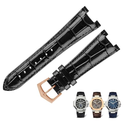 Connecteur de bracelet Nautilus 5711 5726 en cuir véritable noir