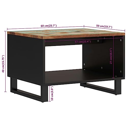 Table basse bois massif recyclé 60 cm table d'appoint industrielle avec rangement - 3