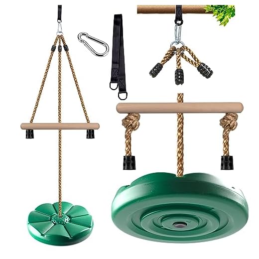 Disc Swing for Kids, Swing Set Accessories, KINSPORY 7FT Height Adjustable Gym Monkey Bars, Tree Swing for Backyard, Outdoor Play Equipment - Green