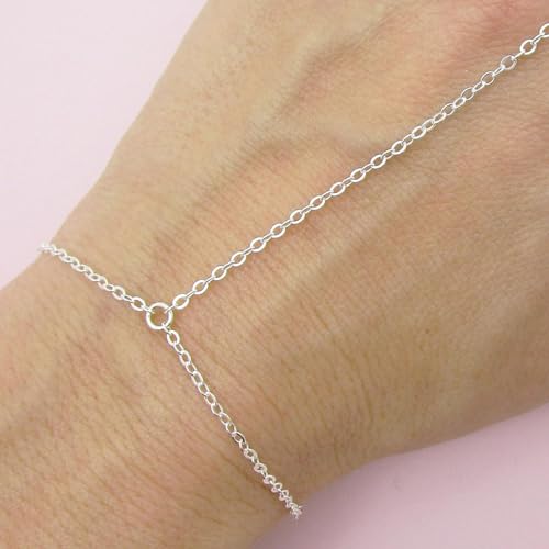 Image of Long tiantian Hand Chain Bracelet Gold Link Finger Ring Slave Bracelet