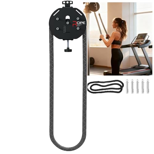 Máquina de entrenamiento de cuerda para el hogar y el gimnasio, sistema de polea de cable con resistencia ajustable, cuerda de nailon de 158 pulgadas para entrenamientos eficaces