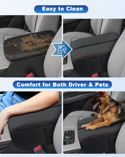Image of CDEFG for Mazda 2026 CX-90 CX90 Center Console Cover for 2026 Mazda CX-90 CX90 Accessories Armrest Cover Middle Console Pad Car Arm Rest Protector, 2Pcs Leather