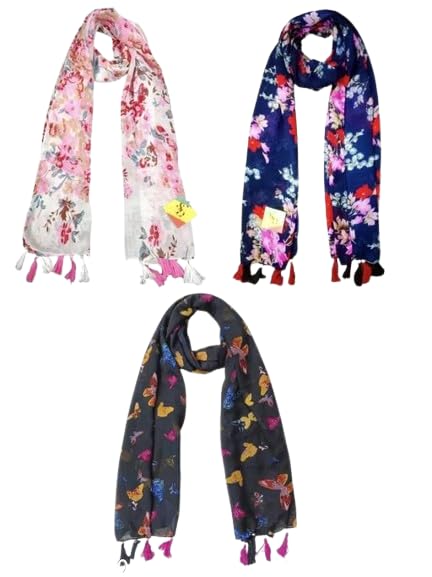 Image of Chiffon Printed Scarfs Set For Womens Pack of 3 |SL 170
