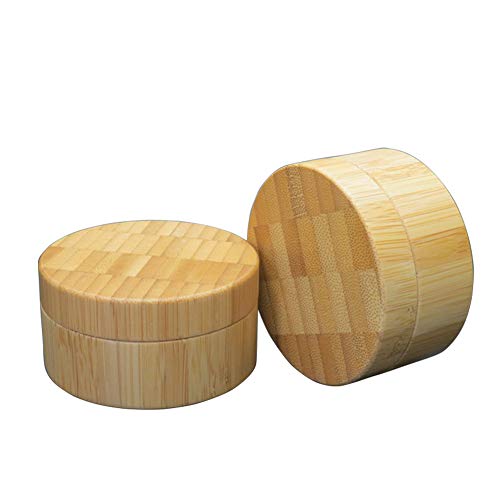 Furnido 2 Pack 1Oz/30ml Natural Bamboo Loose Powder Container Compact Case Jar With Sifter Grids & Powder Stuff Empty DIY Cosmetic Container Refillable Makeup Jars Pot Travel Packaging