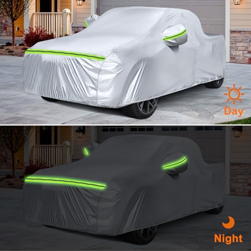 Image of Waterproof Car Covers Replace for 2021-2025 Ford Maverick, 6 Layers Silver All Weather Car Cover with Zipper Door & Windproof Bands for Snow Rain Dust Hail Protection
