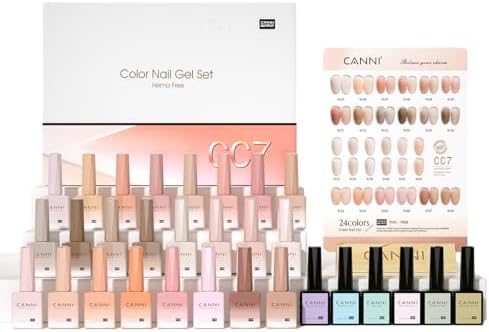 CANNI CC7 30 Pcs 9ML Hema-Free Jelly Gel Nail Polish Set with Base Top Coat- Jelly Nude Pink Translucent Gel Polish Colors Kit, Soak Off LED Nail Manicure Kit DIY at Home Salon Gifts