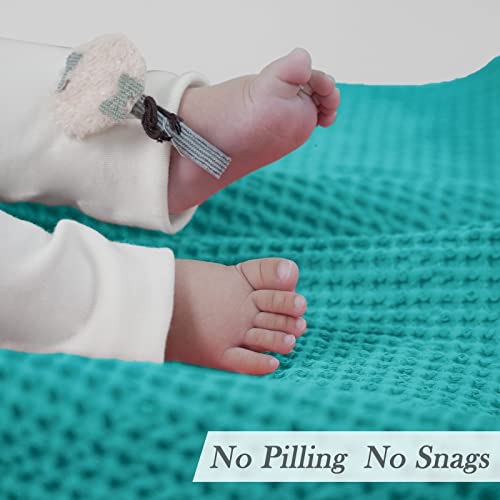 Image of PHF Pre-Washed Cotton Waffle Weave Blanket Baby Size,Snag Proof Throw for Spring Summer,Lightweight Breathable 30x40,Oeko-TEX Certified for Bed,Machine Washable, Home Decor Gift,Teal | Pre-washed Natural Soft Cozy Summer Throw for Hot Sleepers, Textured Decorative Layer for Couch Sofa Guest Room, Giftable