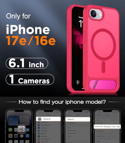 Image of Magnetic Compatible with iPhone 17e Case & iPhone 16e Case,[Built-in Invisible Kickstand][Compatible with MagSafe][Military Grade Shockproof] Slim Translucent Matte Case for iPhone 16e /17e 6.1 inch