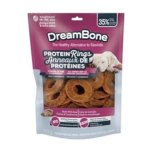 DreamBone Protein Rings with Real Turkey & Cranberries, 119 g, Rawhide-Free Protein Ring Chews, Artificial Free, for All Dogs