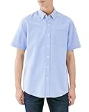 [Amazon Essentials] オックスフォードシャツ ワイシャツ ボタンダウン ポケット付き レギュラーフィット 半袖 メンズ ブルー L
