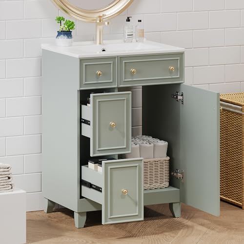 Amazon.com: Harper & Bright Designs 24" Bathroom Vanity with Sink, Free ...