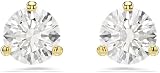 Swarovski Clous d'oreilles Solitaire, Taille ronde, Blanches, Placage de ton or - 1