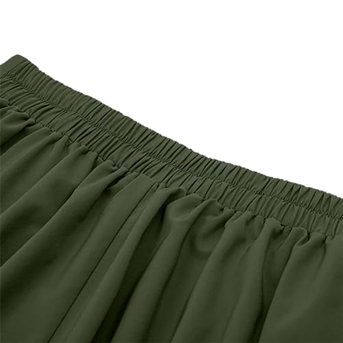 Women's Basic Versatile Stretchy Flared Casual Midi Skater Skirt Ruched High Waist Knee Length A-Line Pleated Skirts4