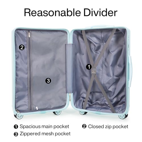 Image of Luggage Sets 3 Piece (20 /24 /28 inch)-Carry On Suitcase-Suitcase With Wheels-PC+ABS - Hardside Spinner Travel Luggage, Black, 10 Pcs Set, Hardside Luggage Sets With Spinner Wheels (Blue)