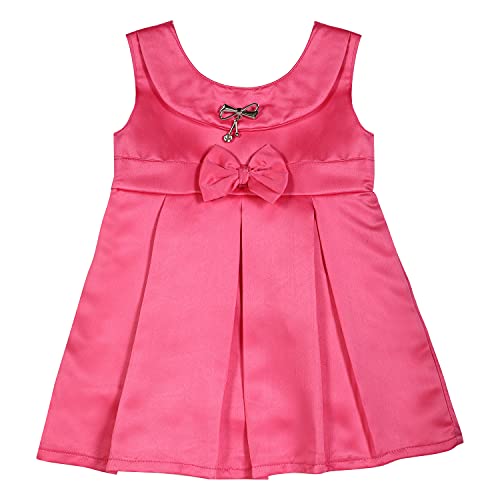 Image of SELVEL Baby Girls Frock Dress | Pleated Knee-Length Satin Dress (STN-PB-0361)