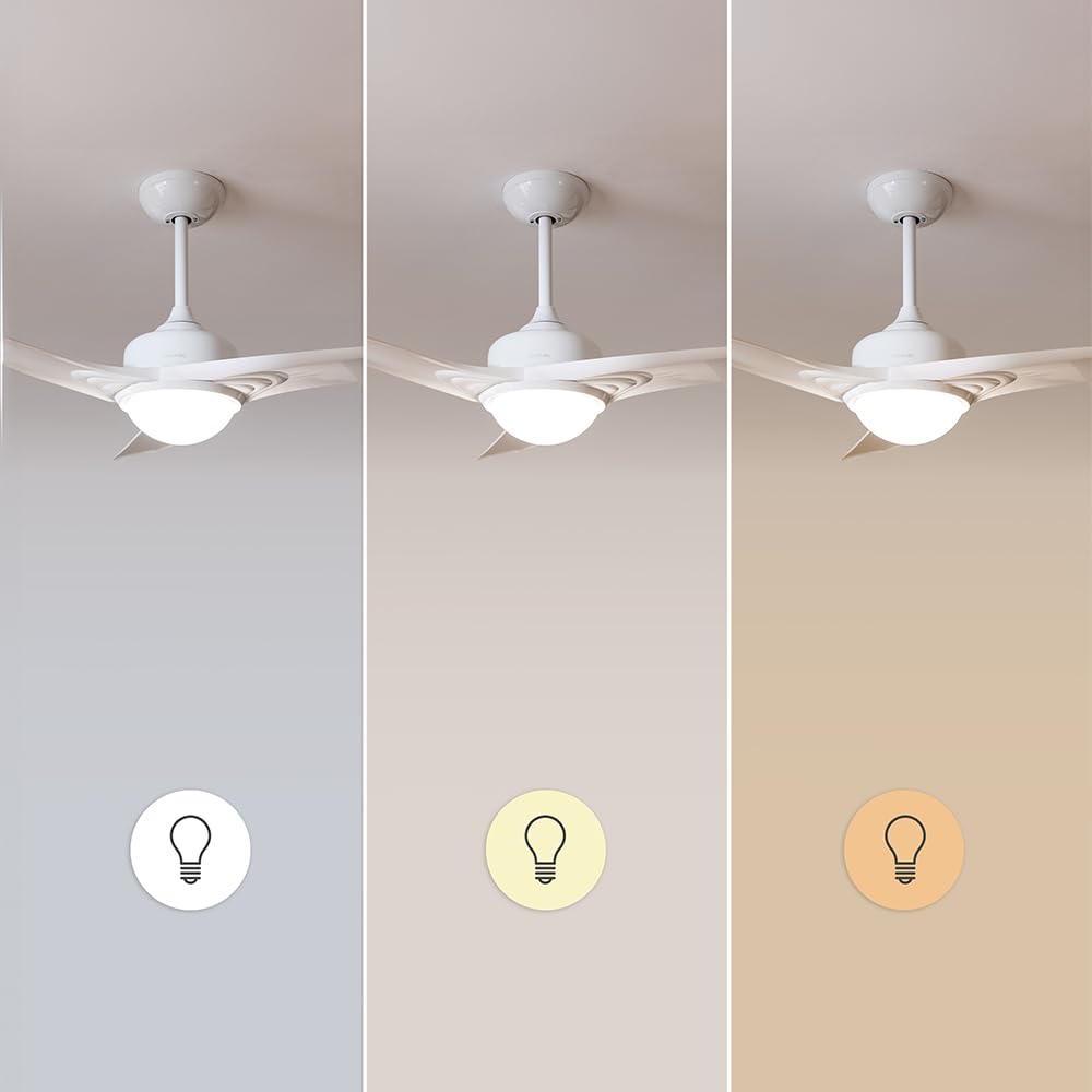 Cecotec Deckenventilator EnergySilence Aero 470. 55 W, Fernbedienung, 106 cm Durchmesser, 3 Klingen, 3 Geschwindigkeiten, schwarze Winterfunktion (Durchmesser 132 cm, Weiß)