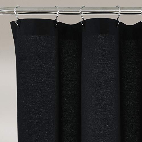 Lush Decor 16T005472 Linen Button Shower, 72" x 72", Black & White, W 72" x L 72" (1 Panels) - Image 3