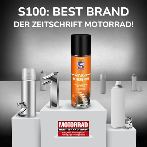 DR. WACK S100 125er Kettenspray 300 ml - Effektiver Kettenschmierstoff - Schutz vor Verschleiß & Korrosion - Kettenspray für Motorräder bis 125ccm - Hochwertige Motorradpflege