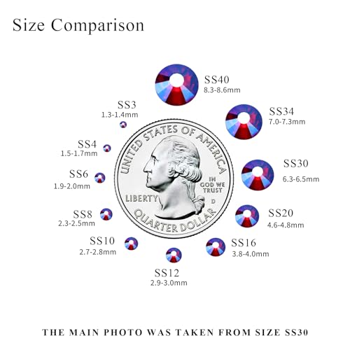 Image of 1440PCS SS12 Crystal Glass Flatback Rhinestones, Round Flat Back Crystal Gems for Nail Art and Craft Clothes, Glue Fix Diamond Stones LT.Siam /Light Red AB (2.9-3.0mm)