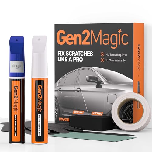 Gen2Magic Blueprint Touch Up Paint Pen Kit for Toyota [Clear Coat Included], 8X8 Color Match for Scratches, Rock Chips, Bumper Dings, Easy Scratch Repair & Rust Remover for Toyota Owners