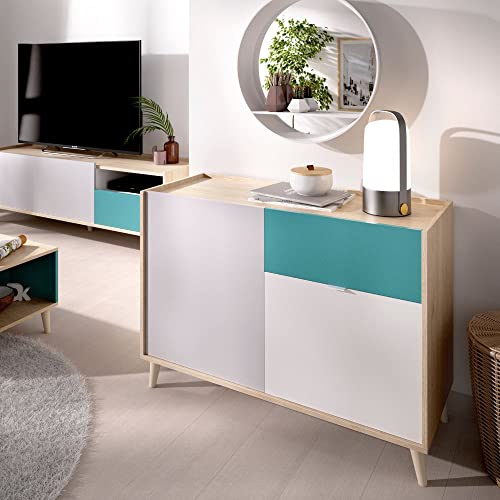 Mobelcenter-Mueble-Aparador-Nova-2-Puertas-1-Cajon-Buffet-Moderno-Armario-Auxiliar-Comedor-Color-Blanco-Natural-Esmeralda-y-Gris-Medidas-Ancho-105-cm-x-Fondo-43-cm-x-Alto-75-cm-1342