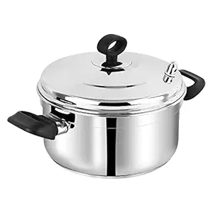Vinod Stainless steel idli pot/idli cooking pot /4 pcs plates Induction base idly maker small /36 CM(Makes upto 16 idli at a time), Silver