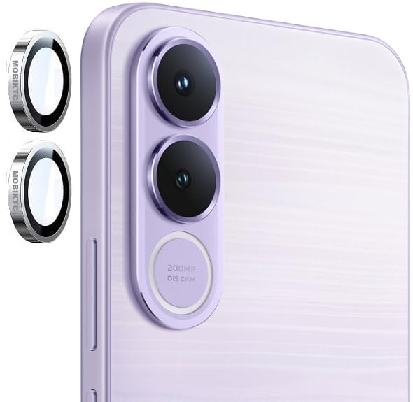 MOBIKTC New HQ+ (2-Pack) for Vivo V70 FE 5G Camera Lens Protector with Aluminum Edging Rounding Rings, SilverGrey