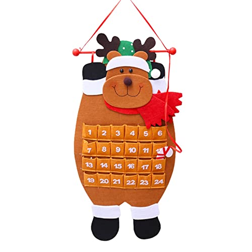 Calendrier de l'Avent en feutre Père Noël - 24 jours - Avec poches - Décoration à suspendre - Pour porte Cover