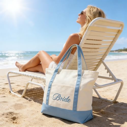 Bolso Tote para novia de lona con asas miniatura 3